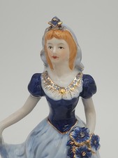 KPM Blue Flower Woman Germany Figurine Porcelain Figurine Victorian Bride Vtg picture