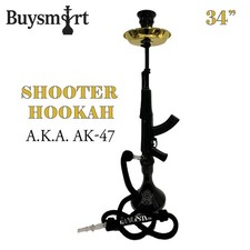 34” Shooter Hookah – A.K.A. “AK-47” | Black & Gold | Single-Hose Shisha Set picture