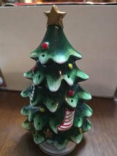 Vintage Lefton Ceramic Christmas Tree Toothpick Holder 7 Inches picture