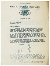 1930 Geo H Twombly Sales Corp Signed Letter Kennedy Radios Financing Portland ME picture
