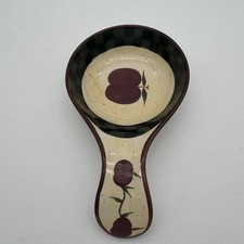 Daxin Apple Spoon Rest Pottery Trivet Cream Green Country Kitchen Decor Vintage picture