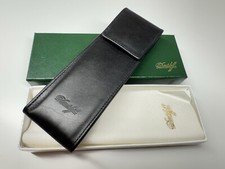 davidoff genuine black leather 2 pen travel / storage case picture