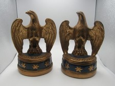Antique Marion Bronze Co. c.1940 Federal Eagle Bookend, JFK Jr Replica Blue Base picture