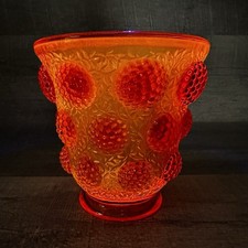 Verlys France Les Cabochons Raspberry Amberina Art Glass Vase Vintage French picture
