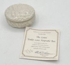 Lenox Tender Love Keepsake Box Elephants Raised Embossed Pattern Ceramic Ivory picture