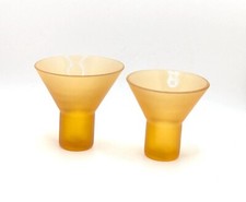 Rare Vintage Zodax Pair Yellow Glass Candle Holder Matching Taper Tapered Gift picture