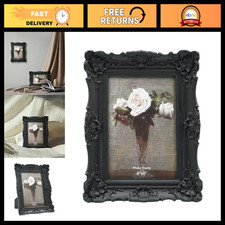 Vintage 4x6 Ornate Black Picture Frame - Antique Photo Frame for Wall Decor picture