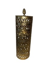 Vintage Hollywood Regency Filigree Hairspray Cover Gold Tone Metal Vanity  picture