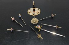 Vtg  Toledo Spain Set Of  7 Mini Swords Cocktail Appetizer Skew Barware W/stand picture
