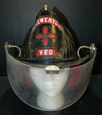 Vintage Cairns Brewerton FD Aluminum Helmet w/Face Shied & Leather Badge GD #53 picture