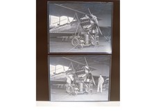 1929 Curtiss Biplane Aircraft Engine Mechanics Hangar Glass Negatives (2) OOAK picture