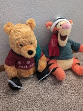 Vintage Pooh & Tigger Holiday 2000 13inch Plush Lot Of 2 Christmas picture