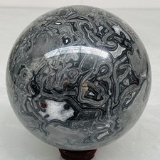 Natural Picasso Jasper Sphere Black Gray Crystal Ball Healing 2260G (4.98LB) picture