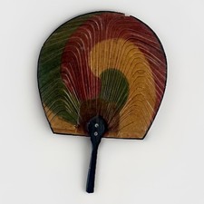 Antique Korean Jeoson Painted Tae-Geuk Buche Taegeuk Hand Fan picture