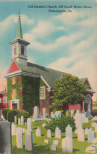 OLD SWEDE'S CHURCH BLDG ON WATER ST POSTCARD PHILADELPHIA PA PENNSYLVANIA 1930s picture