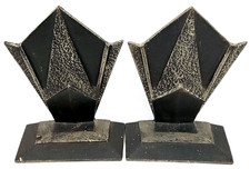 Hubley Mfg Co Cast Iron Bookends Art Deco Machine Age Made In USA Antique 1930s picture