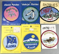 Vtg Alaska AK Travel Patch Souvenirs Fairbanks Seward Christmas Village Lot Of 6 picture