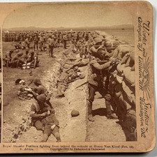 Royal Munster Fusiliers Fighting from Behind the Redoubt at H.N Kloof Stereoview picture