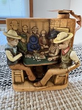 VTG Haas Brothers Faro Bank 1975 Ceramic Decanter w/ Stopper 1/5 Pint Western picture