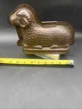 Antique Tin Metal Confectioner's Ram Chocolate Mold Sheep Sitting Cake Candy picture