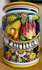 Vintage Artistica Deruta Italy Majolica Flour Canister Hand Painted 9” No Lid picture