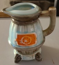 Vintage Norcrest Ceramic Blue Pot Belly Stove Creamer Milk Server picture