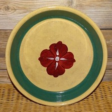 C1940s WATT Pottery RARE Pie Plate Cross Hatch Pansy Eve-N-Bake Oven Ware 9” picture