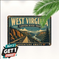 West Virginia River Canyon Nature Trail Hiking Retro Metal Tin Sign 8x12 picture