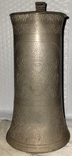 ANTIQUE 1800s GERMAN PEWTER TANKARD STEIN Germany W/ Knight Crest Rare Nuremberg picture