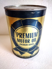 Vintage Seaboard Oil Premium Oil Can Quart Blue Ribbon Full Can Rare picture