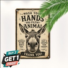 Nice Ass Sarcastic Donkey Tin Sign Humorous Bathroom Metal Wall Decor 8x12 picture