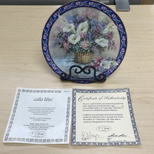 Vtg Lena Liu Collector Plate Calla Lilies Basket Bouquets Wall Decor Floral 1993 picture