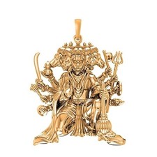 925 Sterling Silver 22k Gold Plated God Panchmukhi Hanuman Pendant picture