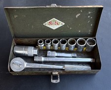 S-K SHERMAN KLOVE SK WAYNE 3/8 DRIVE SOCKET SET WITH METAL CASE USA MADE picture
