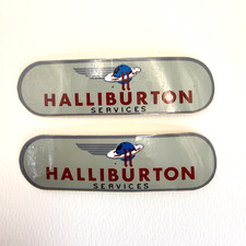 2 Halliburton Stickers Flying H Log Oilfield Vintage 80s Decal picture