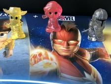 3 Rare woody,mandalorian,captain Marvel Ooshies woolworths collectable toy picture