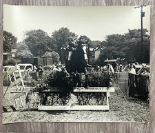 Vintage 1940s Horse Jumping Show Photo Equestrian Rider Antique Cars 8x10 BW picture