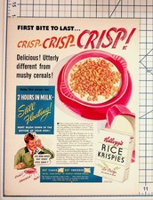 1939 Kellogg's Rice Krispies Vintage Cereal Ad Snap Crackle Pop Ephemera picture