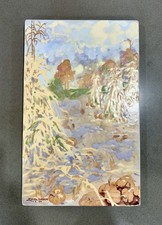 Vintage 1990 Larry Zimpleman Signed Art Pottery Tile Plaque LRG Autumn Landscape picture