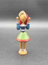 Vintage Wooden Folk Art Dutch Girl Figurine Hand Painted Red Scarf 5