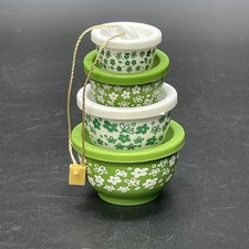 VTG Pyrex Inspired Xmas Ornament Plastic Mixing Bowls Spring Blossom/Crazy Daisy picture