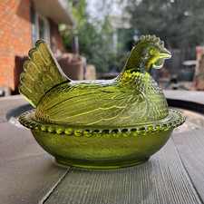 Authentic Vintage Indiana Glass Olive Green 