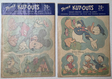 Vintage 1940's Walt Disney MICKEY MOUSE and DONALD DUCK KUT-OUTS Ready Pasted picture