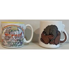 Vintage Noah's Ark & Elephant Coffee Mugs Flowers Inc Balloons 1997 Artmark 1989 picture