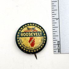 1936 Franklin Roosevelt President Election Pin Labor League Illinois Button a253 picture