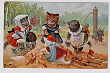 Arthur Thiele Signed Cats Anthropomorphic TSN Series 1010 Vintage Postcard picture