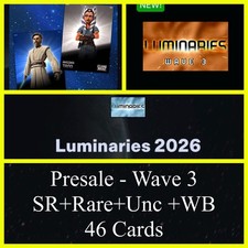 PRESALE-WAVE 3 LUMINARIES 26-SR+R+U w/WB 46 CARD SET-TOPPS STAR WARS CARD TRADER picture