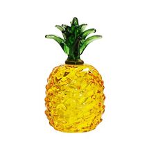 Crystal Yellow Pineapple Figurines Glass Fruit Paperweight Art Collection Gift picture
