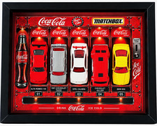 Vintage 1999 Coca-Cola Matchbox Diecast Car Shadow Box Display Frame Set picture