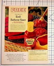1964 Kraft Barbecue Sauce Grill Hot Dogs Hamburgers Vintage Print Ad picture